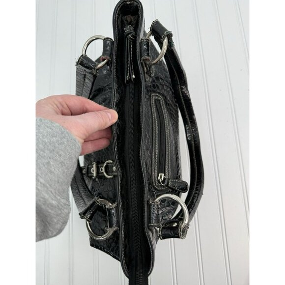 NINE WEST Vintage‎ Black Pebbled Shoulder Bag Purse Faux Leather - Picture 12 of 16